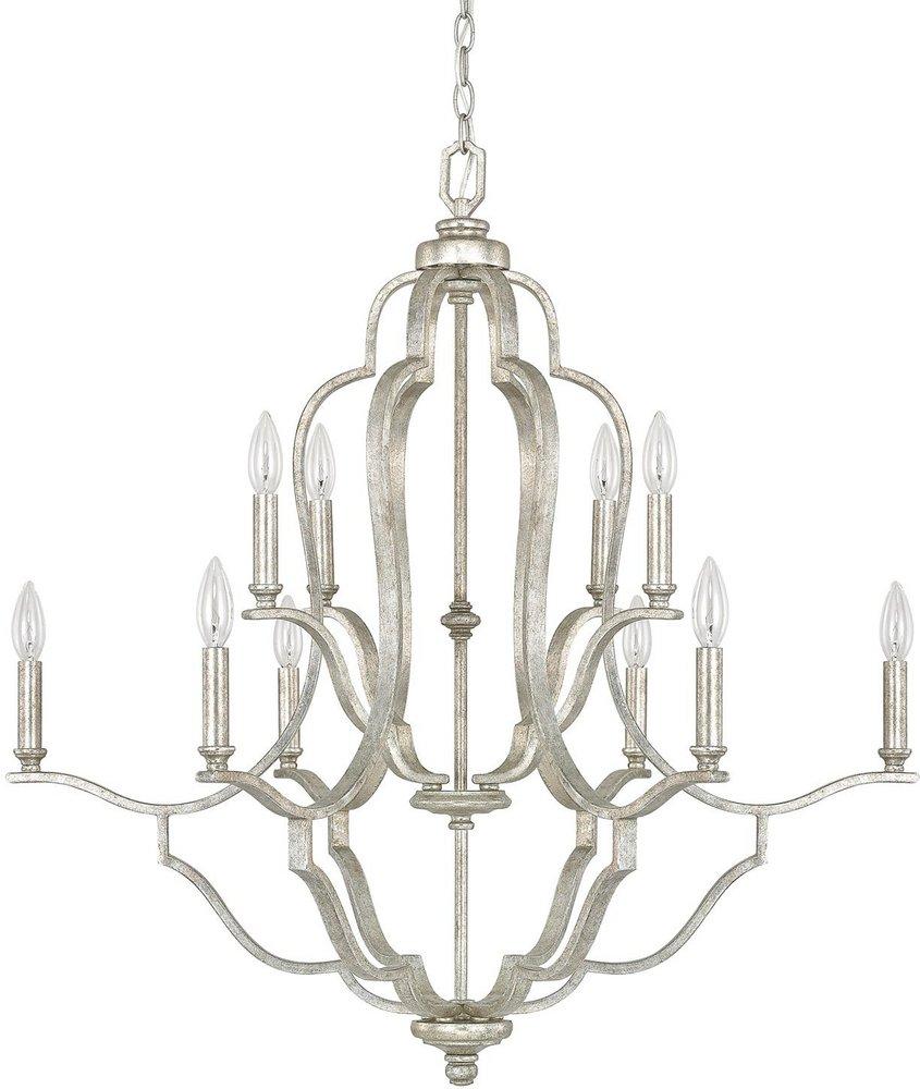 Capital Lighting Antique Silver 34-1/2 in. 10-Light Candelabra E-12 Base Chandelier 