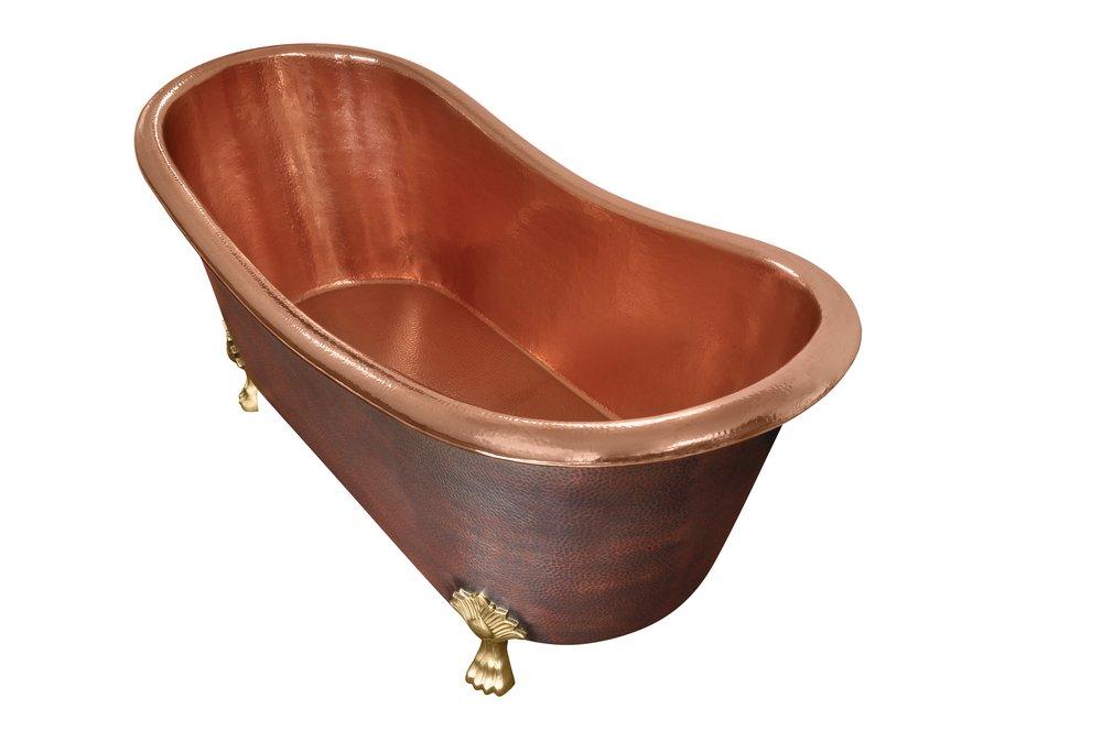 Thompson Polished Copper/Antique Copper 70 x 30 in. Freestanding Bathtub 
