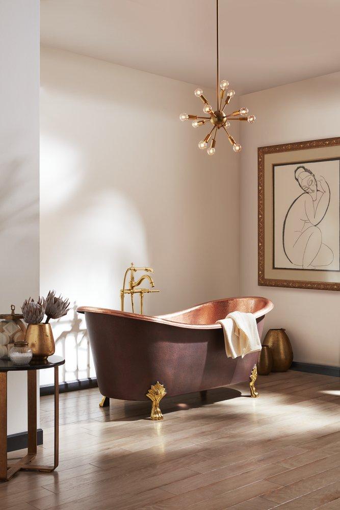 Thompson Polished Copper/Antique Copper 70 x 30 in. Freestanding Bathtub 