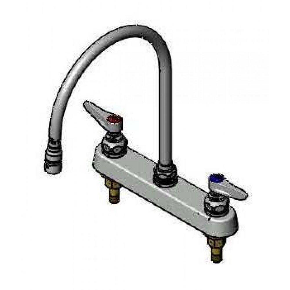 T&S Brass Chrome 2.2 gpm 2 Hole Deck Mount Workboard Mixing Faucet with Double Lever Handle 