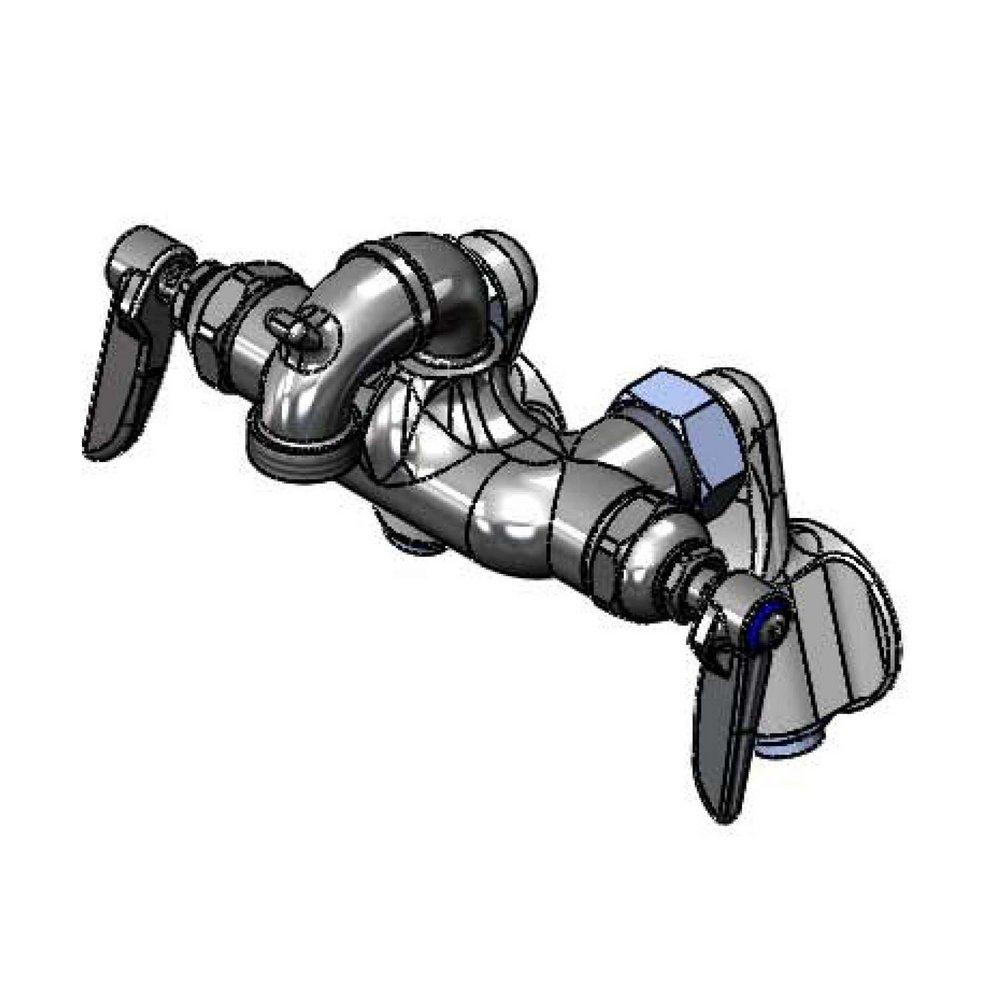 T&S Brass Polished Chrome Service Sink and Sill Faucet with Double Lever Handle and 2-1/16 in. Spout Reach 