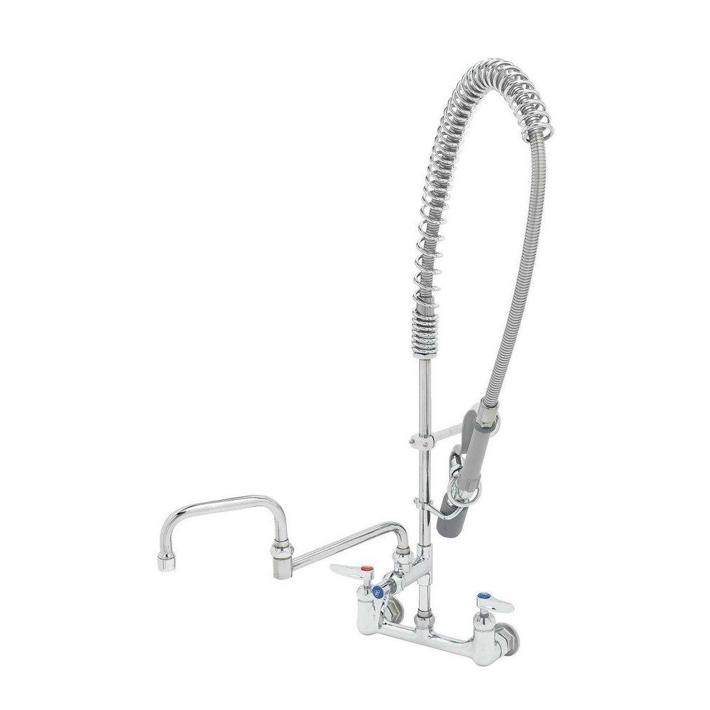 T&S Brass Chrome 0.65 gpm 2 Hole Wall Mount Mixing Faucet with Double Lever Handle 