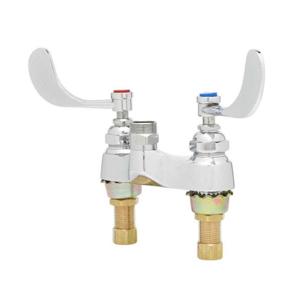T&S Brass Polished Chrome Two Handle Lever Deck Mount Healthcare Faucet 