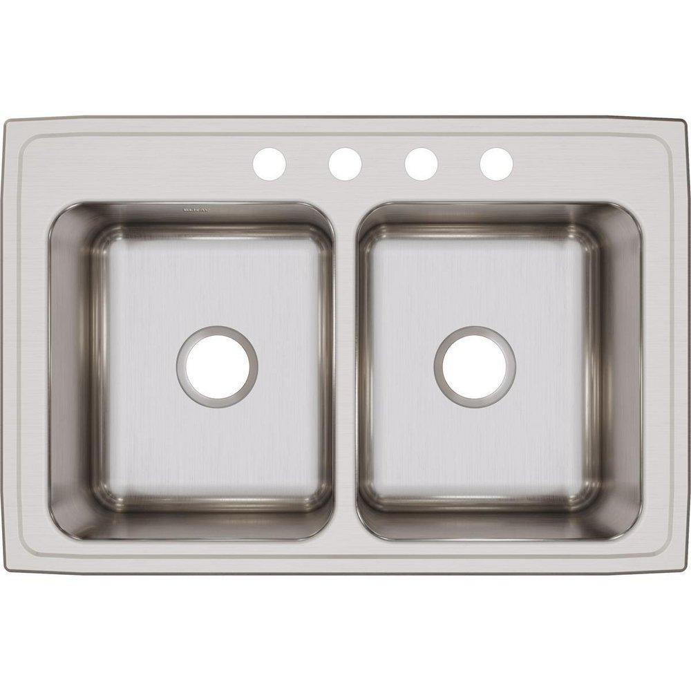 Elkay Lustrous Satin 33 x 22 in. Stainless Steel Double Bowl Drop-in Kitchen Sink in Lustrous Satin 