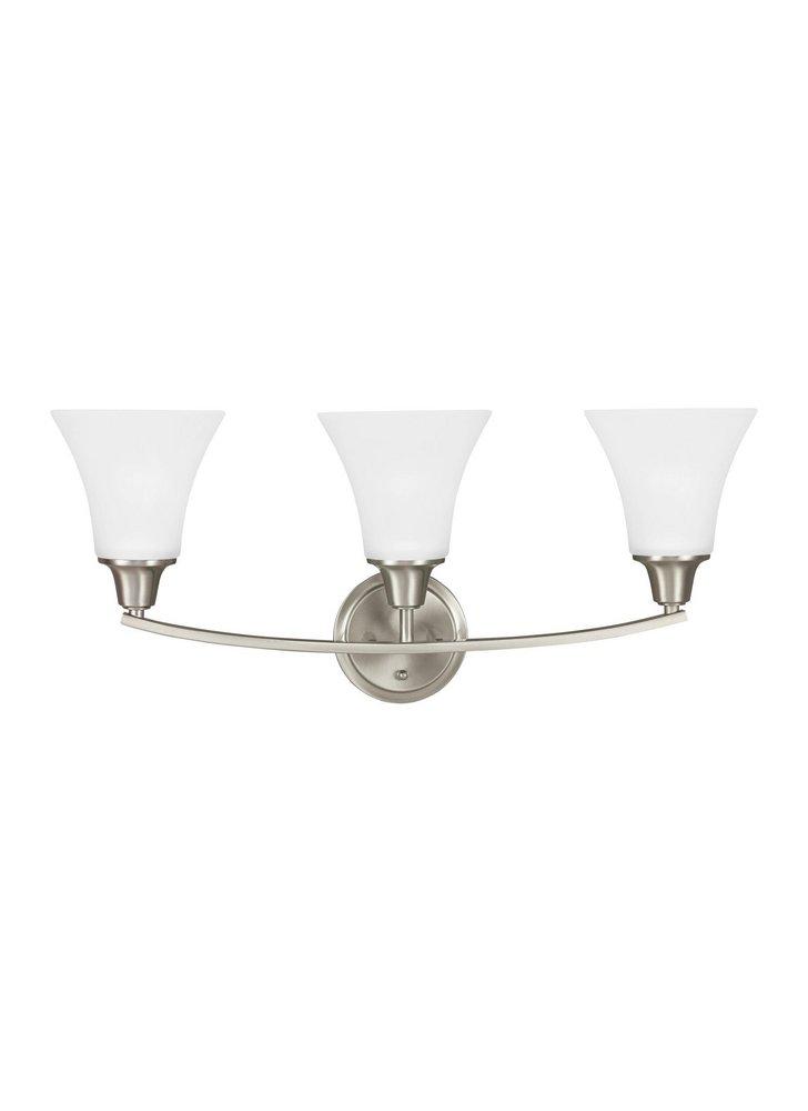 Visual Comfort & Co. Generation Lighting Brushed Nickel 100W 3-Light Medium E-26 Base Wall or Bath Sconce 