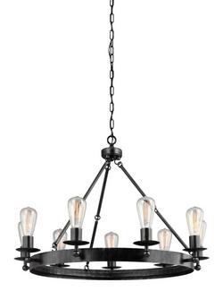 145-1/4 in. 9-Light Medium E-26 Base Chandelier in Stardust