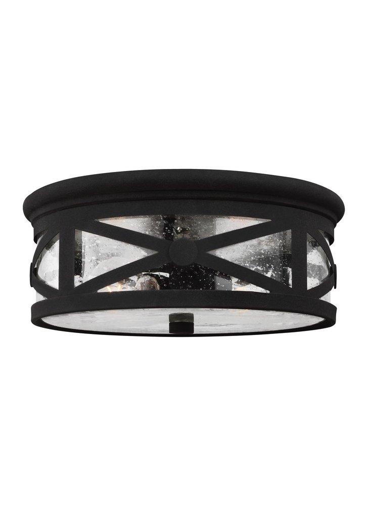 Visual Comfort & Co. Generation Lighting Black 2-Light Outdoor Ceiling Flushmount 
