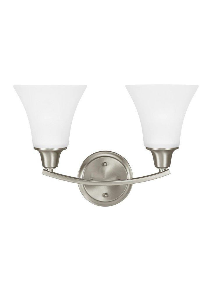 Visual Comfort & Co. Generation Lighting Brushed Nickel 100W 2-Light Medium E-26 Base Wall or Bath Sconce 