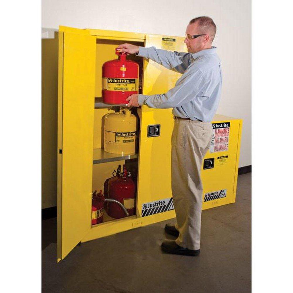 Justrite Yellow Safety Cabinet with 1-Manual Close Door 