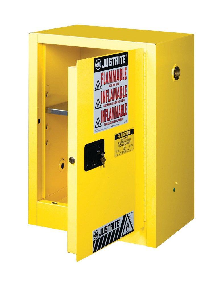 Justrite Yellow Safety Cabinet with 1-Manual Close Door 