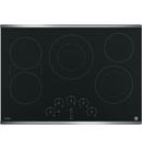 GE&reg; Stainless Steel on Black 5 Burner Smoothtop Cooktop 