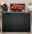 GE&reg; Stainless Steel on Black 5 Burner Smoothtop Cooktop 