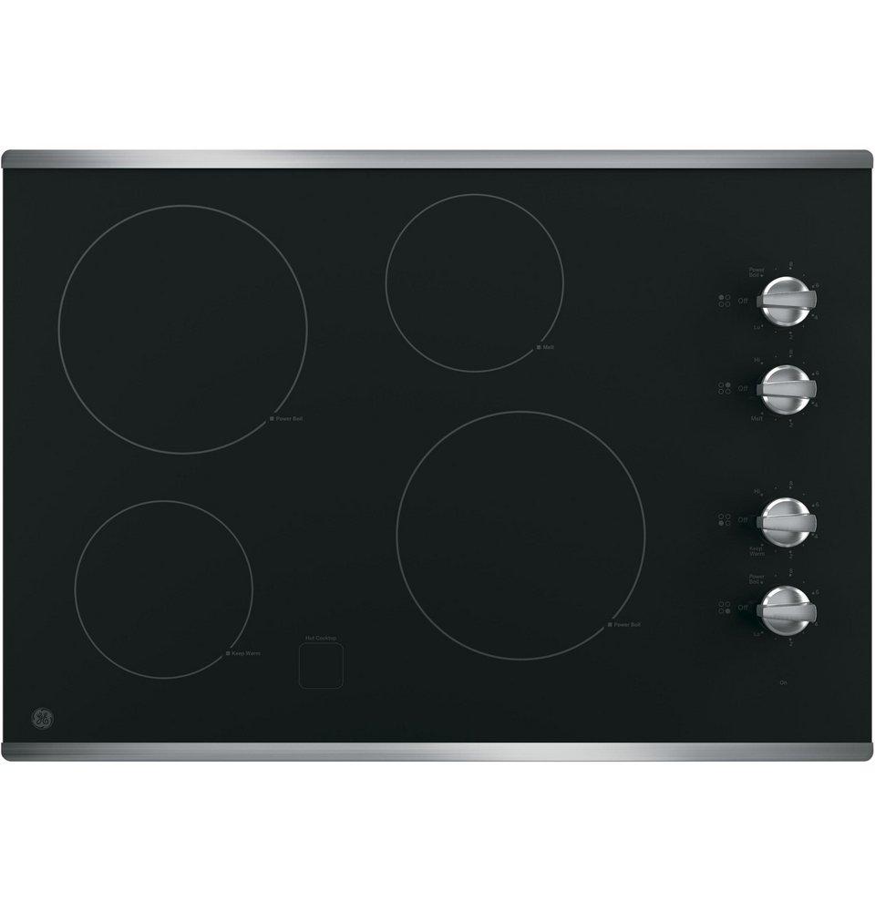 GE&reg; Stainless Steel 4 Burner Smoothtop Cooktop 