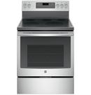 GE&reg; Stainless Steel/Grey 29-7/8 in. Electric 5-Burner Radiant Smoothtop Freestanding Range 