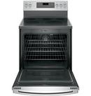 GE&reg; Stainless Steel/Grey 29-7/8 in. Electric 5-Burner Radiant Smoothtop Freestanding Range 