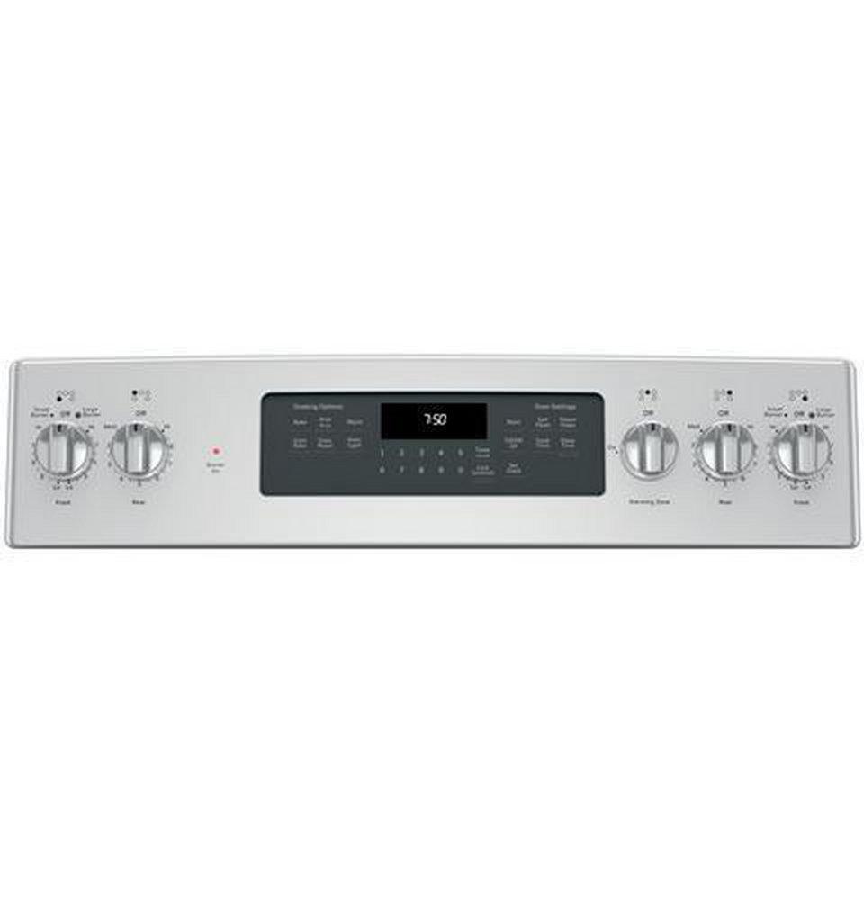 GE&reg; Stainless Steel/Grey 29-7/8 in. Electric 5-Burner Radiant Smoothtop Freestanding Range 