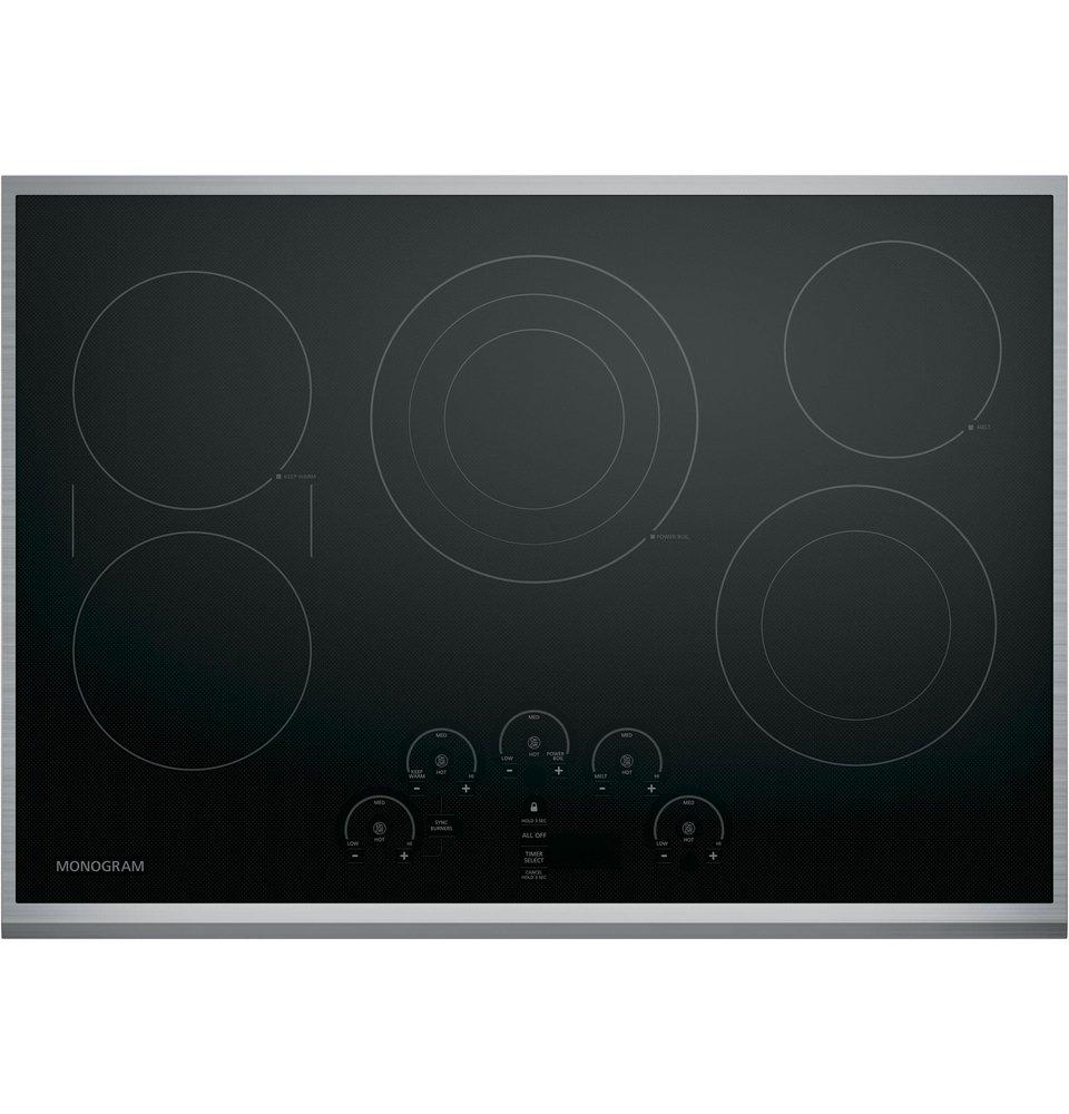 Monogram&reg; Stainless Steel/Black 5 Burner Radiant Cooktop 