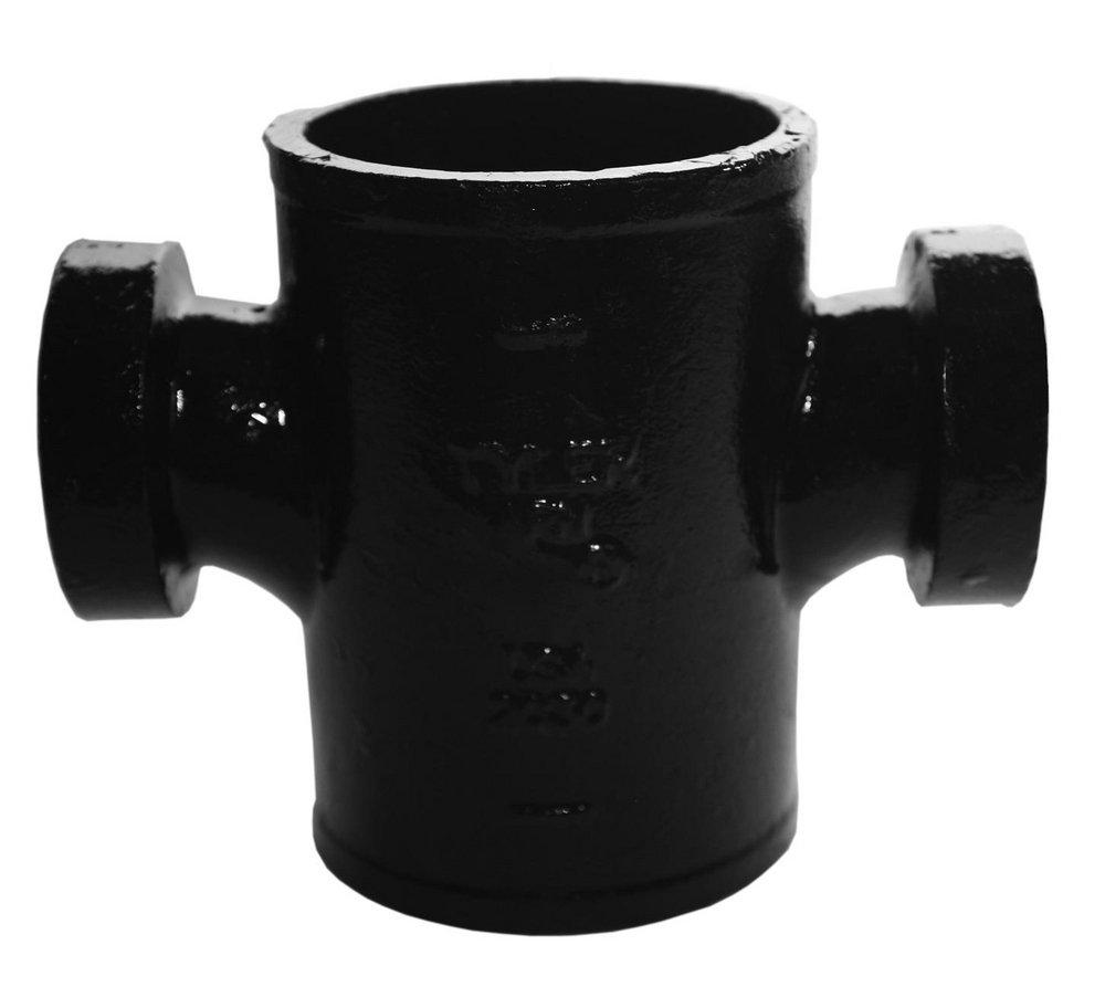 Tyler Pipe No Hub Cast Iron Sanitary Tapped Cross 