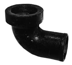 2 x 1-1/2 in. No Hub 90 Degree Cast Iron Reducing Tapped 1/4 Bend
