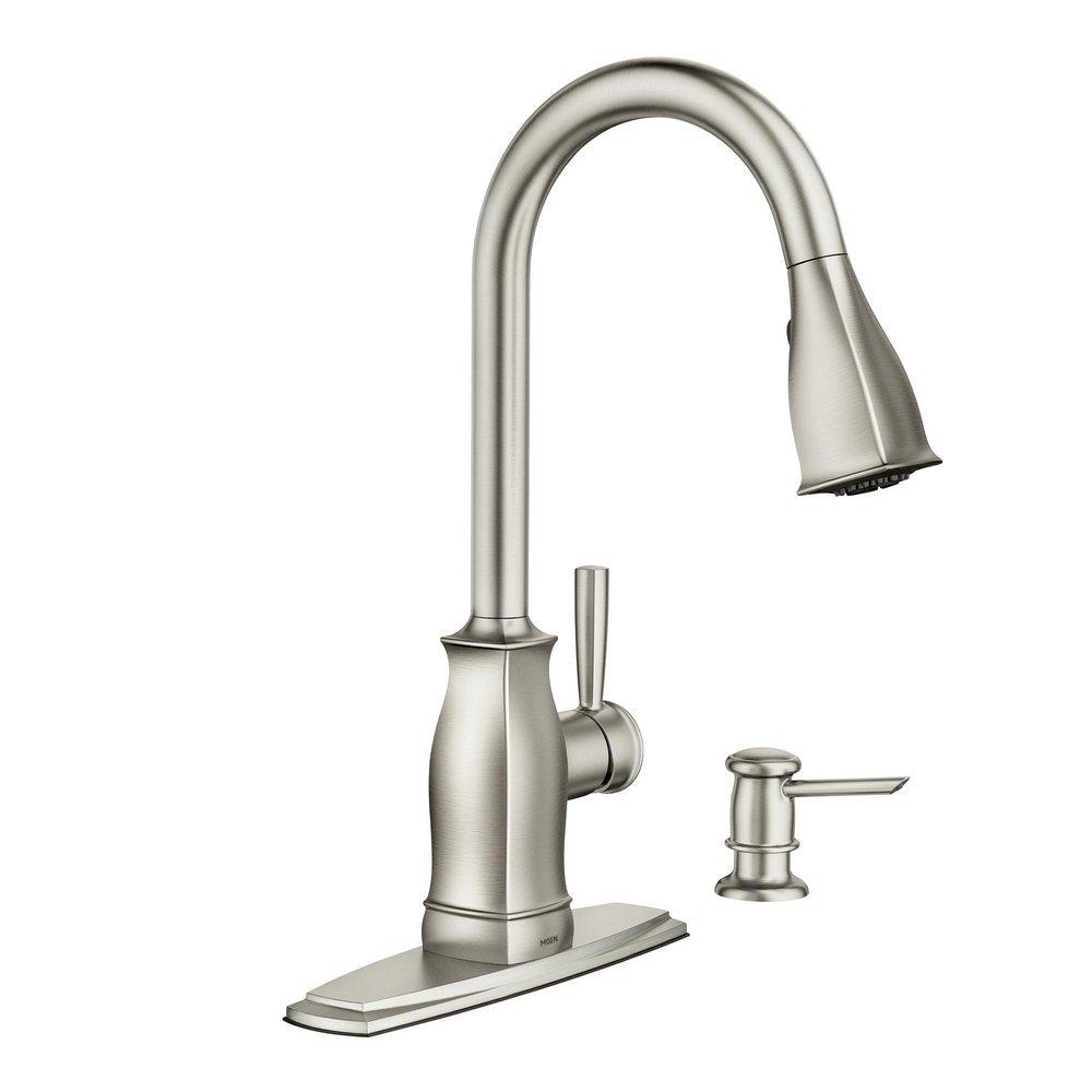 Moen Spot Resist&reg; Stainless Steel Single Handle Pull Out Kitchen Faucet 