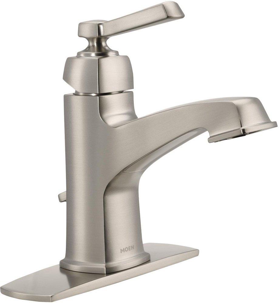 Moen Spot Resist&trade; Brushed Nickel Single Handle Monoblock Bathroom Sink Faucet 