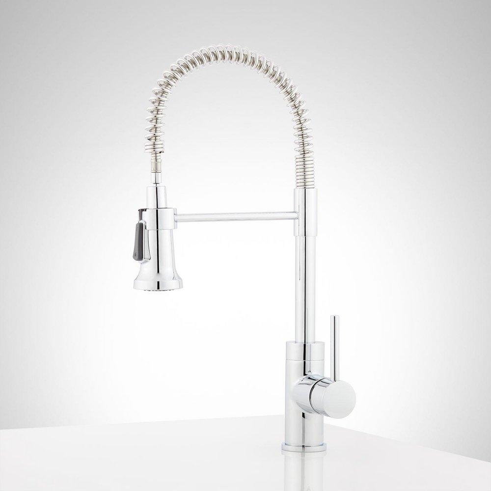 Signature Hardware Polished Chrome Single Handle Pull Out Kitchen Faucet 