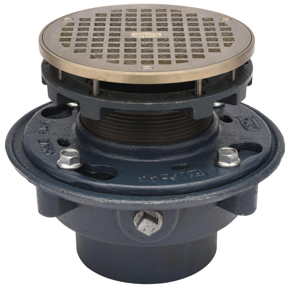 Zurn Nickel No Hub Cast Iron Polished Nickel Bronze Floor Drain 