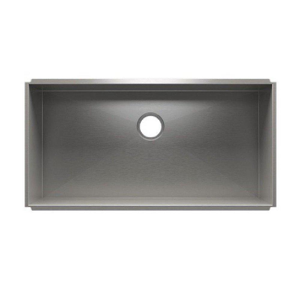 Julien Brushed Stainless Steel 37-1/2 x 19-1/2 in. 1 Hole Stainless Steel Single Bowl Undermount Kitchen Sink 