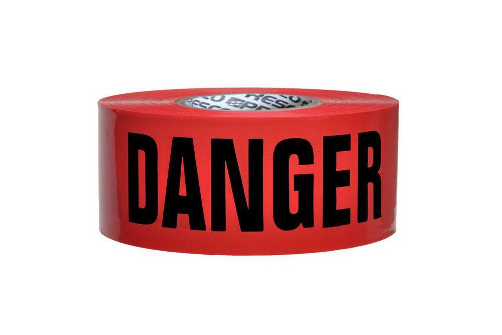 Presco Red 3 in, 4 Mil Danger Barrier Tape in Red 
