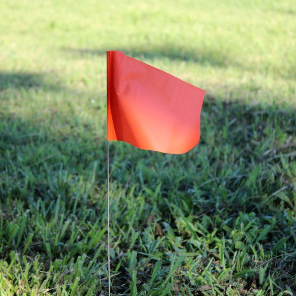 Presco Orange Glo 21 x 4 x 5 in. Plastic and Wire Marking Flag (Pack of 100) 