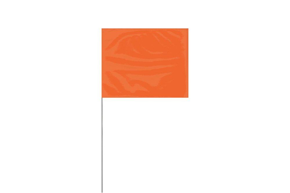 Presco Orange 21 x 4 x 5 in. Plastic and Wire Marking Flag (Pack of 100) 