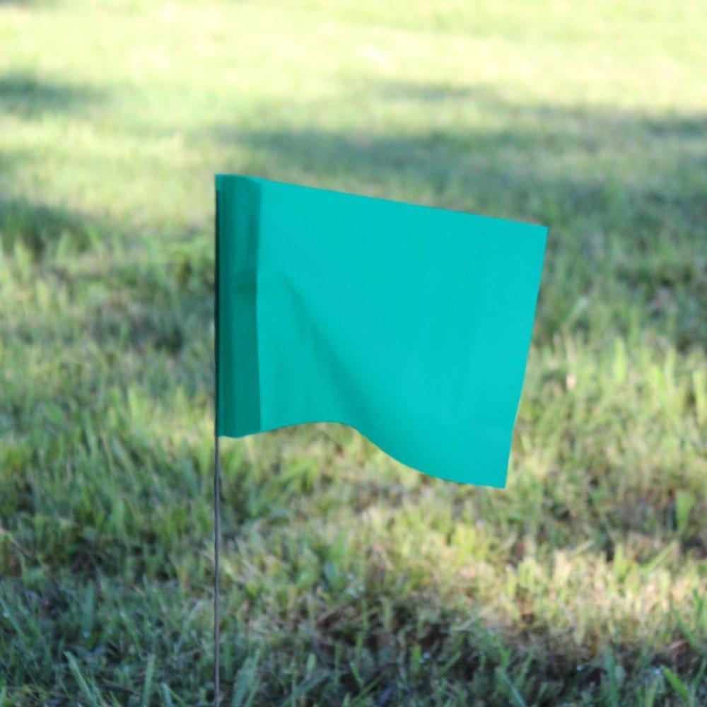 Presco Green 21 x 4 x 5 in. Plastic and Wire Marking Flag (Pack of 100) 