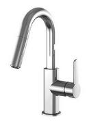 1-Hole Pull-Down Bar Faucet with Single Lever Handle in Polished Chrome