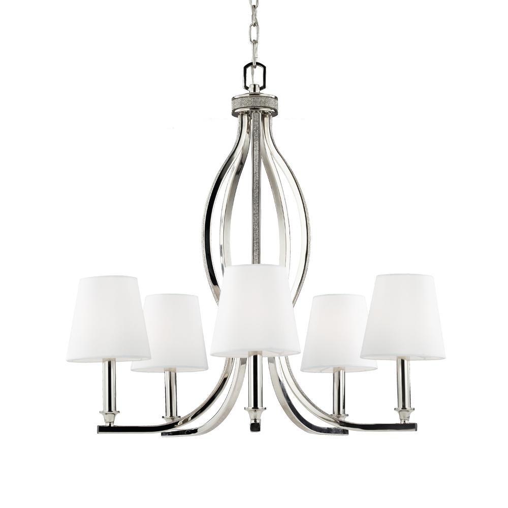 Feiss Polished Nickel 25 in. 60W 5-Light Candelabra E-12 Chandelier 