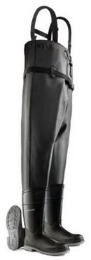 Chest Waders Lightweight PVC Steel Toe Black Size 8