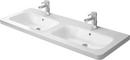 51-9/50 x 18-39/50 in. 6 Hole 2-Bowl Wall Mount Ceramic Rectangular Bathroom Sink in White