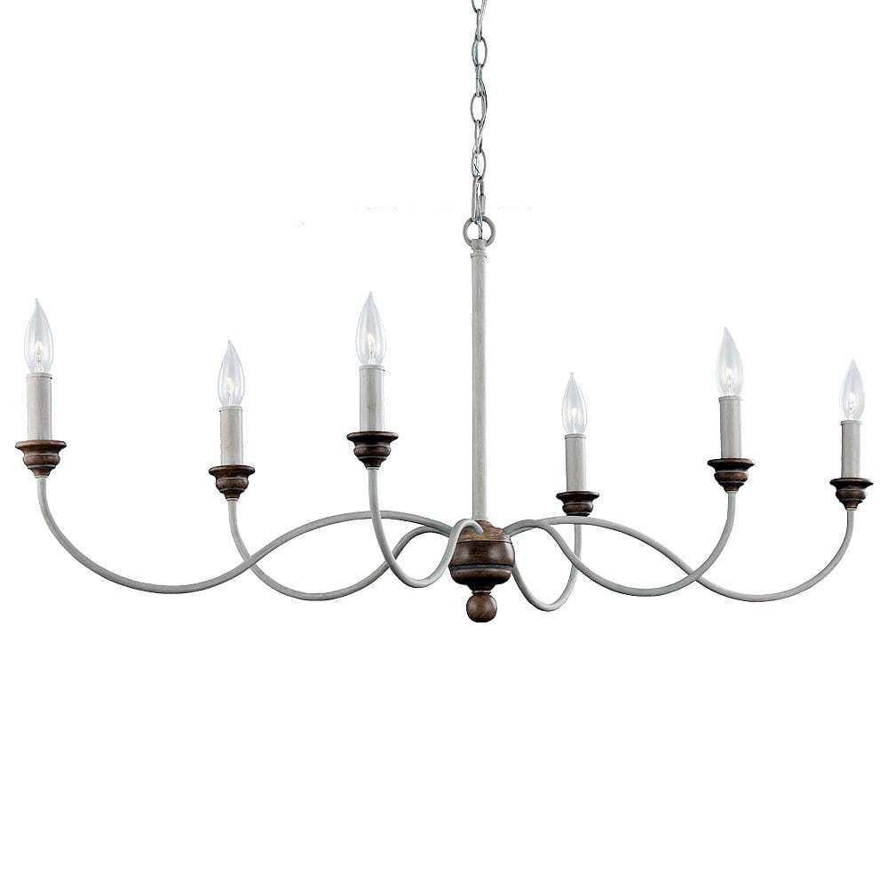 Murray Feiss Industries Chalk Washed/Beachwood 18-1/2 in. 60W 6-Light Candelabra E-12 Chandelier 