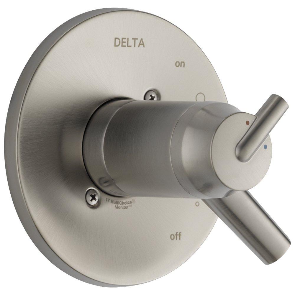 Delta Faucet Stainless Tub and Shower Thermostatic Valve Only Trim with Single Lever Handle 