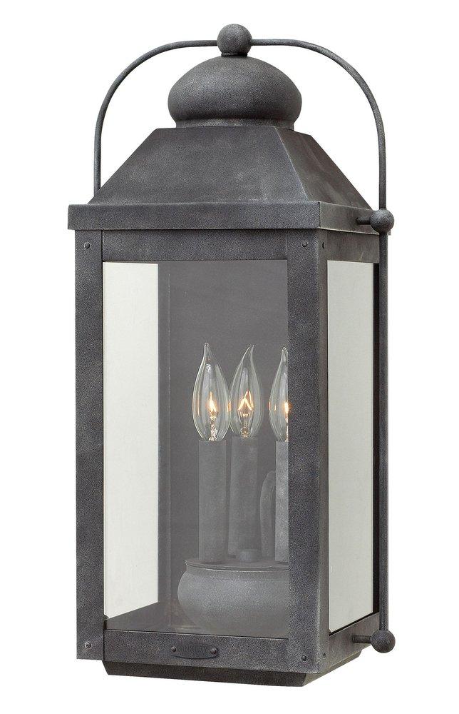 Hinkley Aged Zinc 60W 3-Light Candelabra E-12 Base Outdoor Large Wall Mount Sconce 