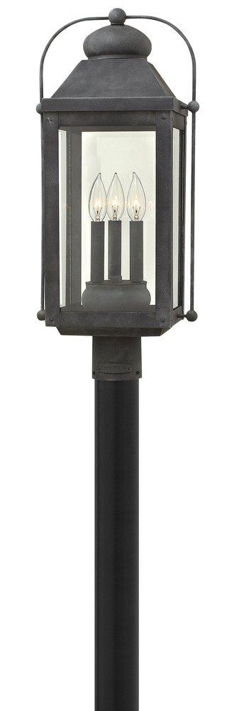 Hinkley Aged Zinc 24-3/10 in. 60W 3-Light Post Mount Lantern 