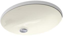 17 in. Undermount Oval Vitreous China Bathroom Sink in Biscuit