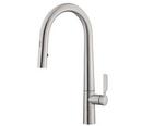 1-Hole Pull-Out Spray Electronic Kitchen Faucet with Single Lever Handle and LED Light in Stainless Steel