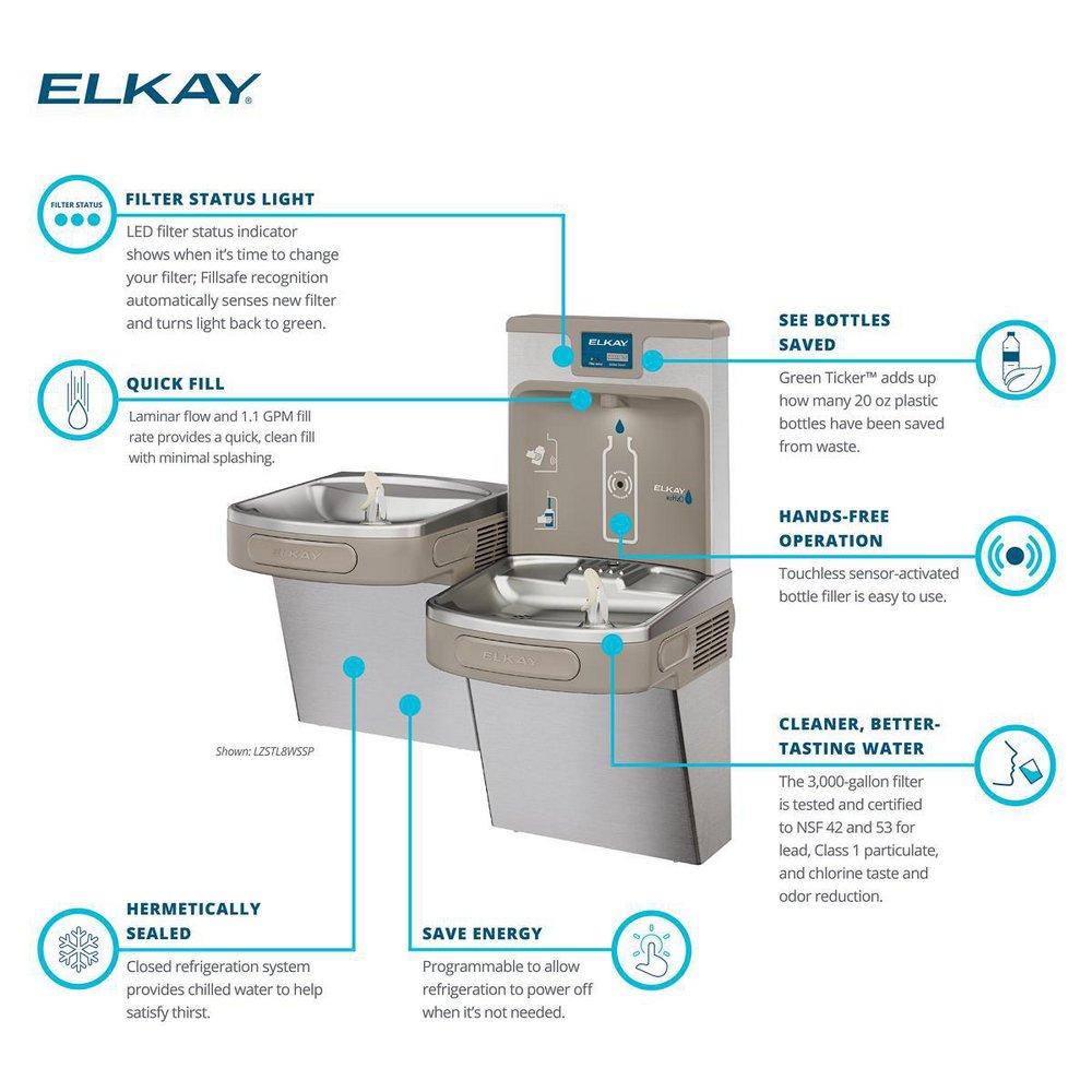Elkay Stainless Steel Bottle Filling Station with Single Cooler 