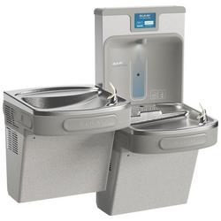 Filtered Refrigerated Bottle Filling Station with Bi-Level Water Cooler in Light Gray Granite