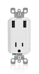 15A USB Charger or Tamper Resistant Receptacle in White