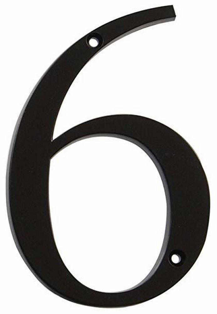 Black 4 in. #6 Flush Mount House Number 