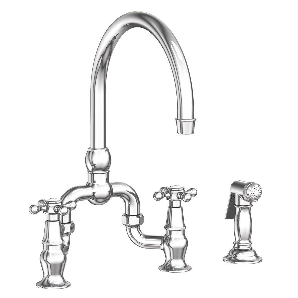 Newport Brass Polished Chrome Two Handle Bridge Kitchen Faucet 