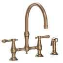 Newport Brass Antique Brass Bridge Kitchen Faucet 