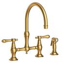 Two Handle Bridge Kitchen Faucet with Side Spray in Satin Bronze - PVD