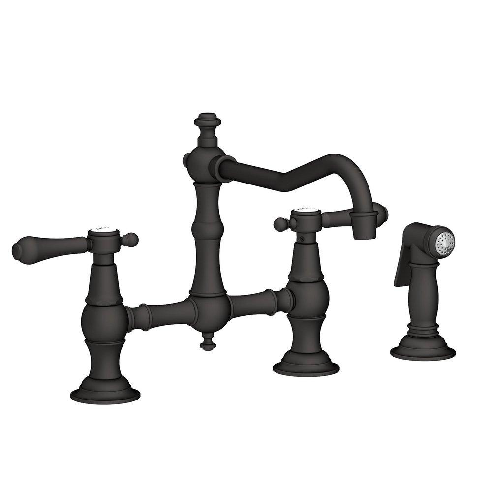 Newport Brass Flat Black Two Handle Bridge Kitchen Faucet 
